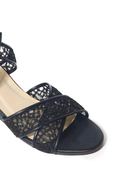 Paio_Black Georgina Net Wedges_at_Aza_Fashions
