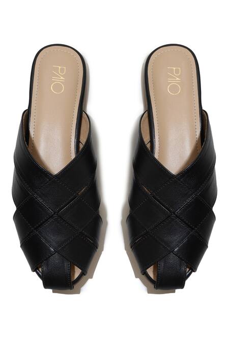 Shop_Paio_Black Brea Criss Cross Mules_Online_at_Aza_Fashions