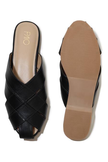 Shop_Paio_Black Brea Criss Cross Mules_at_Aza_Fashions