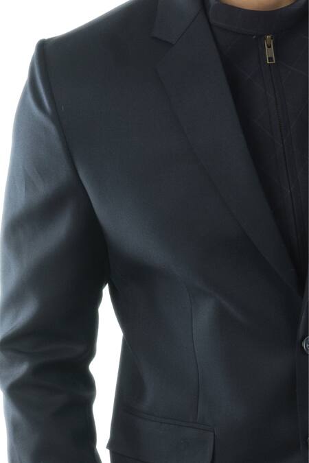 Shop_PAARSH_Blue Terrycot Double Breasted Blazer Set _Online_at_Aza_Fashions