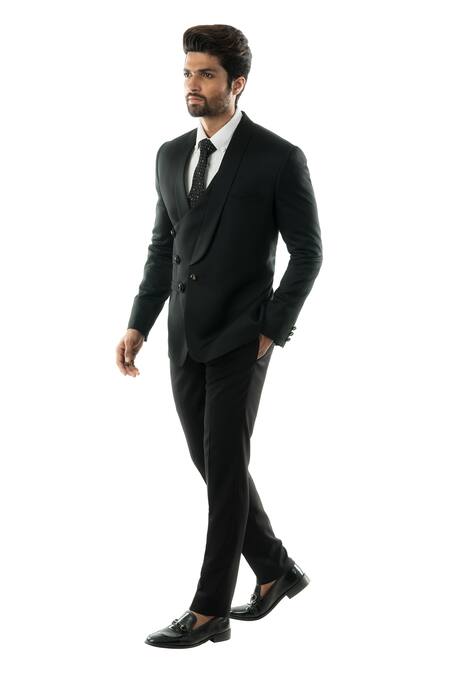 PAARSH Black Terrycot Paneled Suit Set Online at Aza Fashions PAARSH_Black Terrycot Paneled Suit Set _Online_at_Aza_Fashions