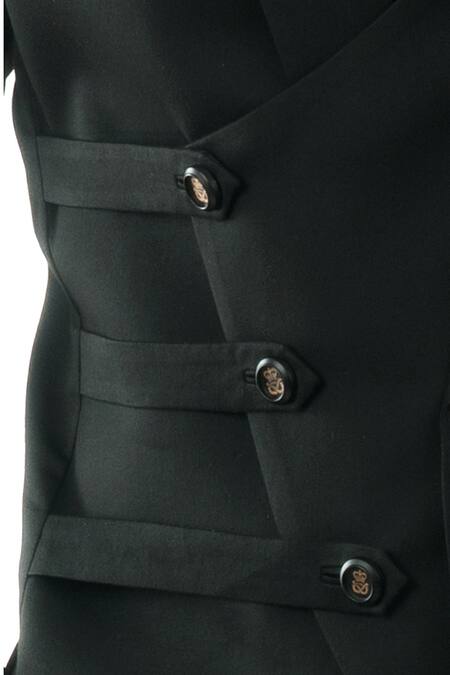 Shop PAARSH Black Terrycot Paneled Suit Set Online at Aza Fashions Shop_PAARSH_Black Terrycot Paneled Suit Set _Online_at_Aza_Fashions