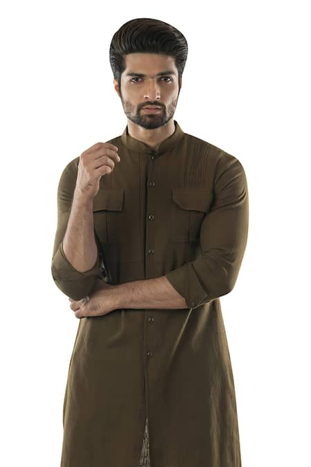 Paarsh Linen Pintuck Kurta Set 