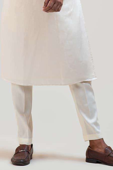 Shop_PAARSH_Beige Kurta Linen Satin Pant Malai Cotton Embroidered Set _Online_at_Aza_Fashions