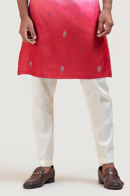 Shop_PAARSH_Beige Kurta Bam Silk Pant Malai Cotton Ombre And Set _Online_at_Aza_Fashions