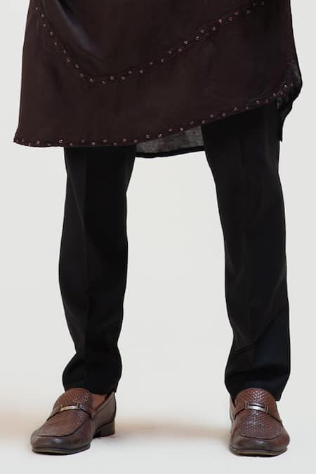 PAARSH_Brown Jacket Satin Kurta Satin Pant Embellished Nehru And Set _at_Aza_Fashions
