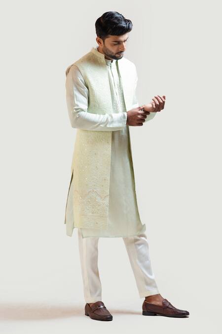 Buy online Light Blue Printed Kurta Pyjama Set With White Solid Nehru Jacket  from Clothing for Men by Hangup for ₹2169 at 73% off | 2024 Limeroad.com