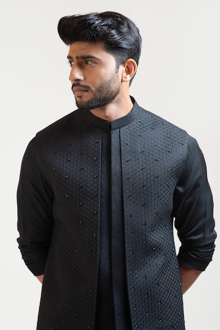 Buy Black Tricot Embroidered Nehru Jacket For Men by Paarsh Online at Aza  Fashions.