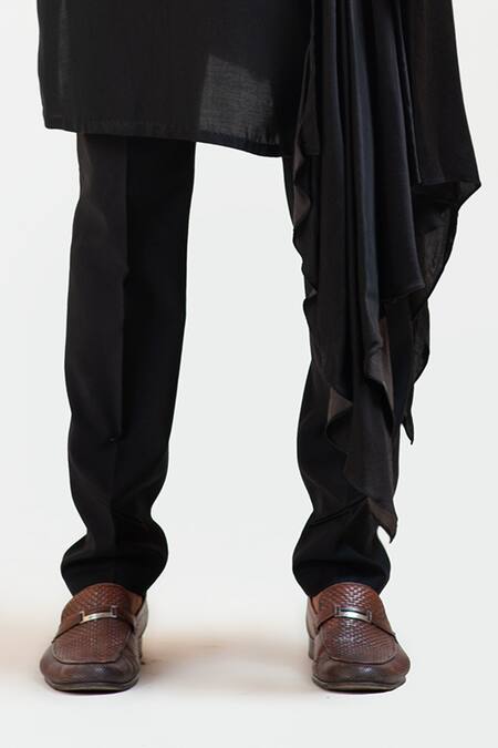 PAARSH Black Jacket Suiting Kurta Silk Pant Malai Cotton Embroidered Nehru And Set at Aza Fashions PAARSH_Black Jacket Suiting Kurta Silk Pant Malai Cotton Embroidered Nehru And Set _at_Aza_Fashions