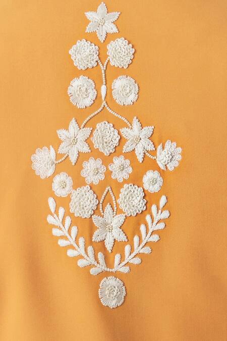 Shop Smriti By Anju Agarwal Yellow Linen Cotton, Terrycot Embroidered Bundi And Kurta Set Online at Aza Fashions Shop_Smriti By Anju Agarwal_Yellow Linen Cotton, Terrycot Embroidered Bundi And Kurta Set _Online_at_Aza_Fashions