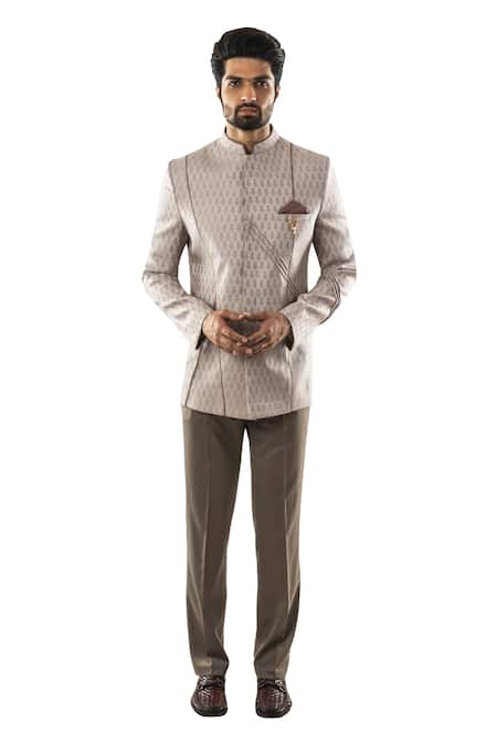 Buy_Paarsh_Purple Cotton Chanderi Bandhgala Set _Online_at_Aza_Fashions
