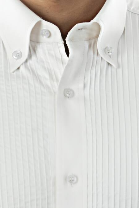 Buy Smriti By Anju Agarwal White Egyptian Giza Cotton Pintuck Shirt Online at Aza Fashions Buy_Smriti By Anju Agarwal_White Egyptian Giza Cotton Pintuck Shirt_Online_at_Aza_Fashions