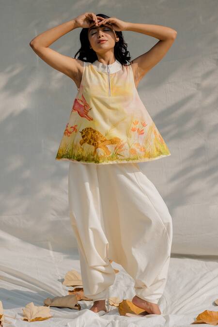 Purvi Doshi_White Turkish Harem Pants_Online_at_Aza_Fashions