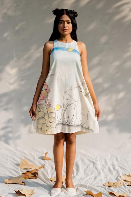 Purvi Doshi Hand Painted Cotton Dress 