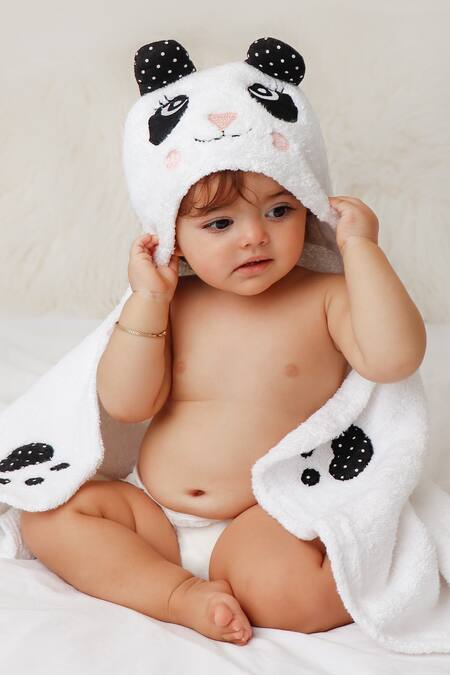 Little West Street_White Cotton Panda Animal Baby Wrap Single Pc_Online_at_Aza_Fashions