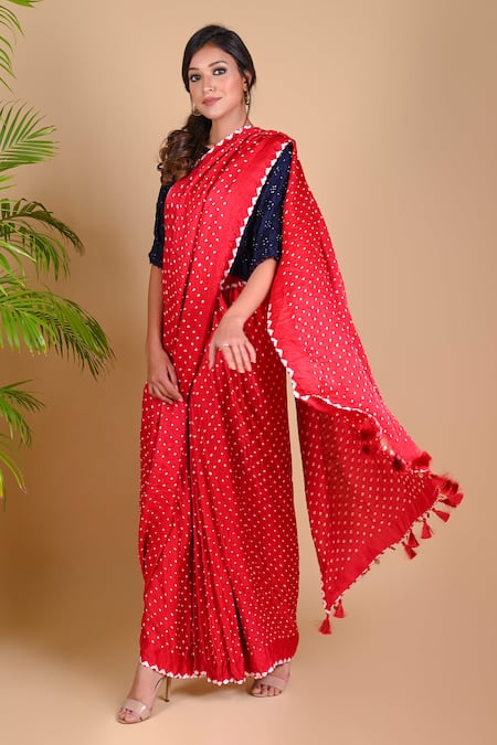 Dyelogue Silk Bandhani Pre-Draped Pant Saree 