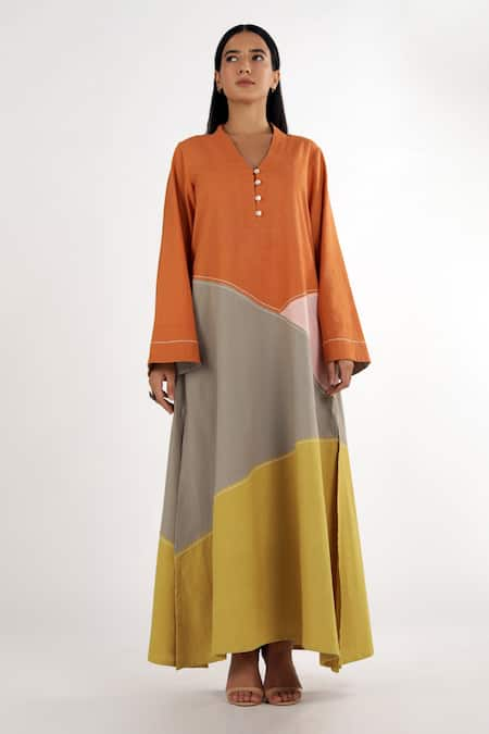 Madder Much Paree Cotton Colorblock Kaftan Tunic 