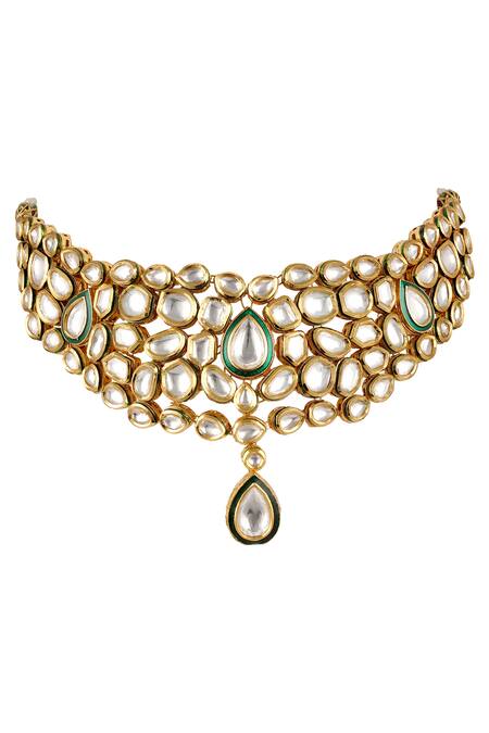 Anayah Jewellery_Gold Plated Kundan Pari Teardrop Choker Set_Online_at_Aza_Fashions