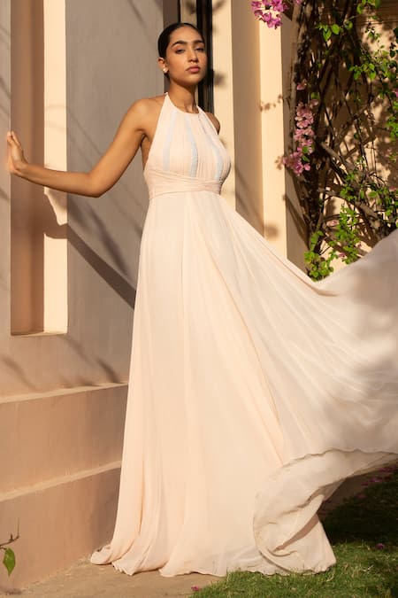 Parshya Halter Neck Draped Gown 