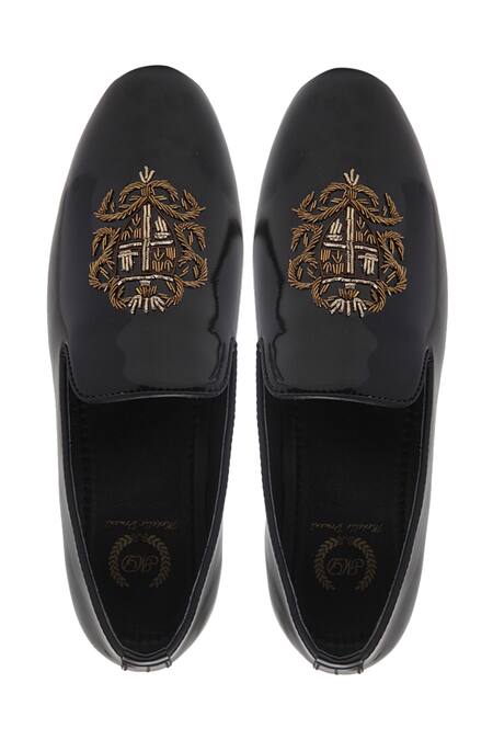 Domani Black Handcrafted Embroidered Loafers Online at Aza Fashions Domani_Black Handcrafted Embroidered Loafers _Online_at_Aza_Fashions