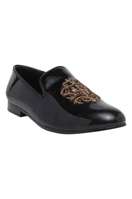 Buy_Domani_Black Handcrafted Embroidered Loafers _Online_at_Aza_Fashions