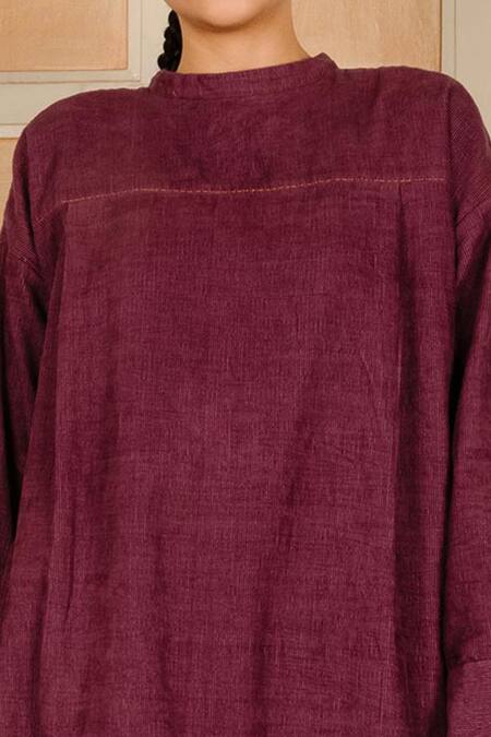 Buy Ayaka Purple 100% Cotton Corduroy, 100% Silk Band Color Block Tiered Dress Online at Aza Fashions Buy_Ayaka_Purple 100% Cotton Corduroy, 100% Silk Band Color Block Tiered Dress _Online_at_Aza_Fashions