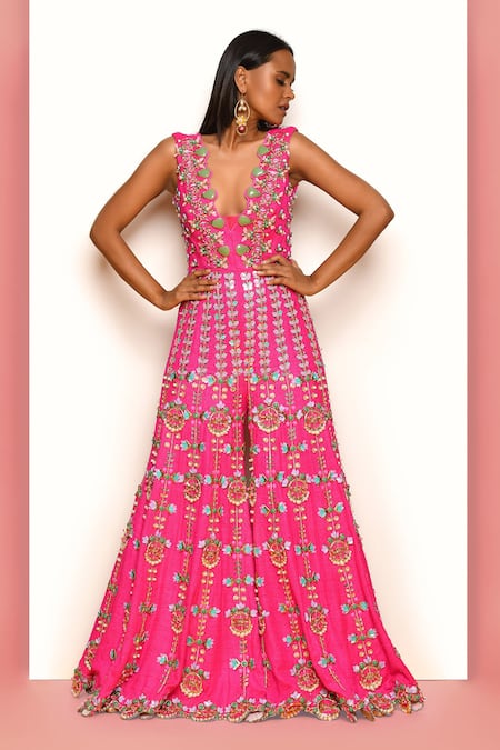 Papa Don't Preach Embroidered Sharara Jumpsuit 