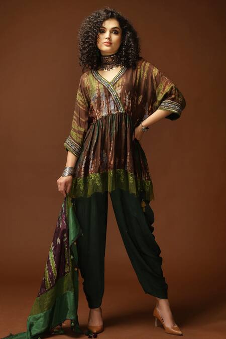 Capisvirleo Tie & Dye Tunic Dhoti Pant Set 