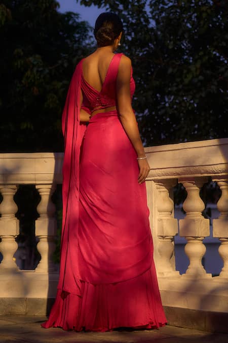 Parshya Pre-Draped Lehenga Saree With Embellished Blouse 