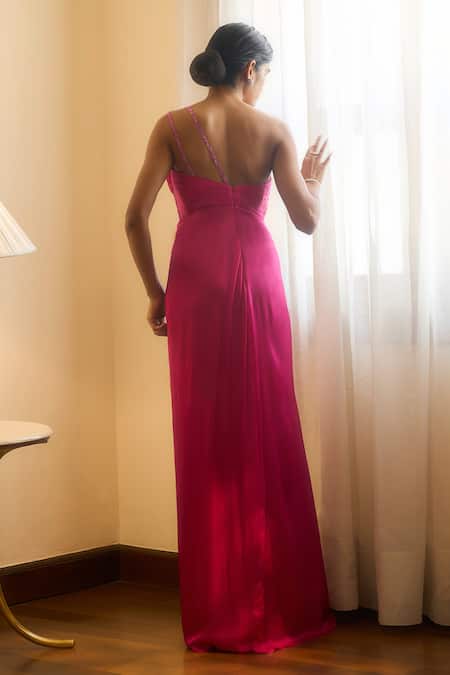 Parshya Pleated One Shoulder Gown 