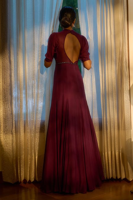 Parshya Floral Embroidered Fish Cut Gown 