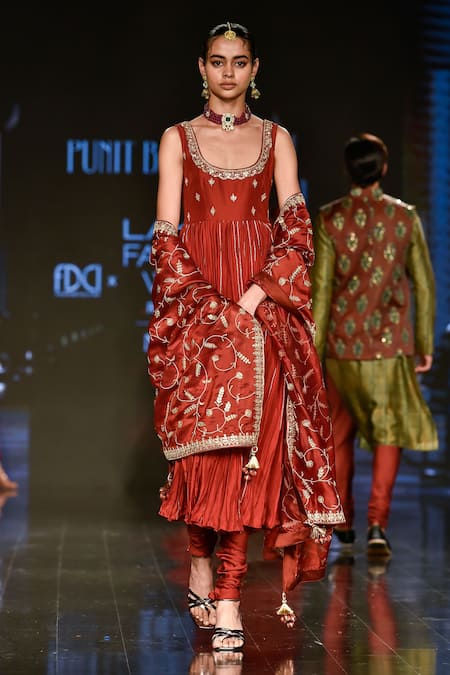 Punit Balana Chanderi Silk Embroidered Anarkali Set 