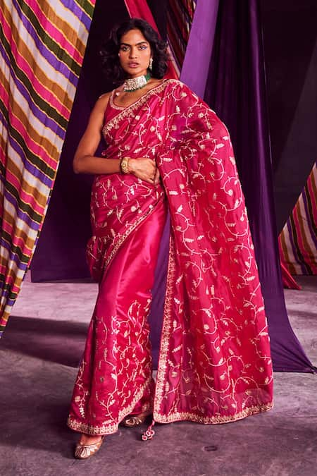 Semi banarasi warm silk - Rani pink – shakthistyles