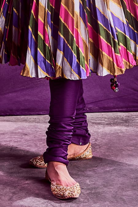 Shop Punit Balana Multi Color Chanderi And Organza Stripe, Zardozi & Print Anarkali Set Online at Aza Fashions Shop_Punit Balana_Multi Color Chanderi And Organza Stripe, Zardozi & Print Anarkali Set _Online_at_Aza_Fashions