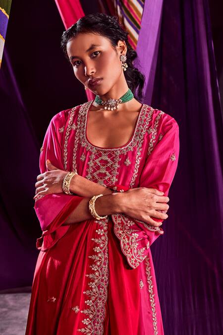 Punit Balana Pink And Organza Marodi & Zardozi Scoop Neck Kurta Pant Set Online at Aza Fashions Punit Balana_Pink And Organza Marodi & Zardozi Scoop Neck Kurta Pant Set _Online_at_Aza_Fashions