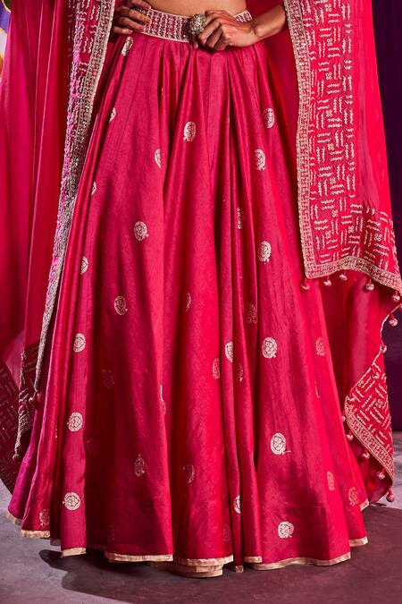 Buy Punit Balana Pink Banarasi And Organza Marodi & Zardozi V Neck Lehenga Set Online at Aza Fashions Buy_Punit Balana_Pink Banarasi And Organza Marodi & Zardozi V Neck Lehenga Set _Online_at_Aza_Fashions
