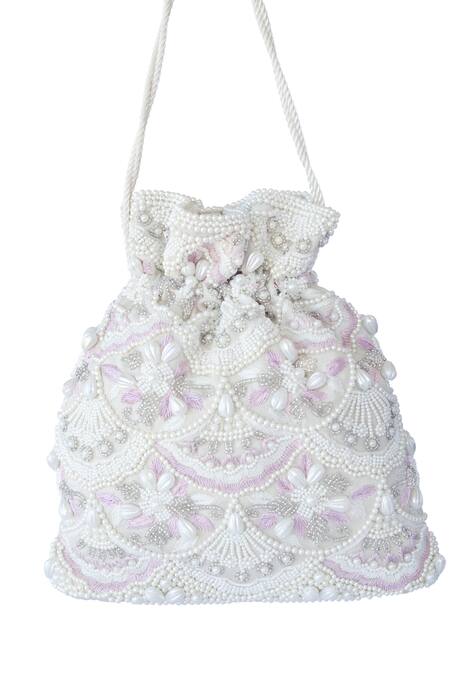 Adora By Ankita_Beige Beads, Embroidery Potli Bag _Online_at_Aza_Fashions