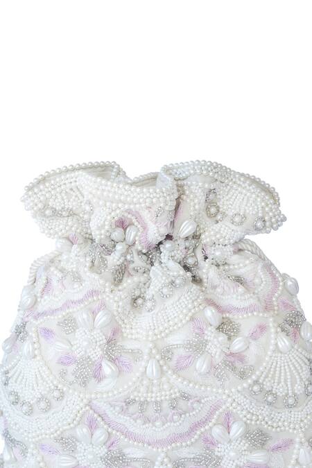 Buy_Adora By Ankita_Beige Beads, Embroidery Potli Bag _Online_at_Aza_Fashions
