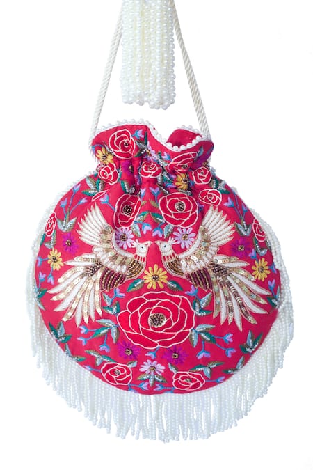 Adora by Ankita Red Embroidered Tassel Polti Bag 