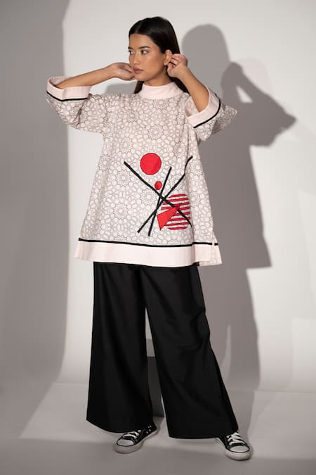 Taika by Poonam Bhagat Love Triangle Appliqued Top 