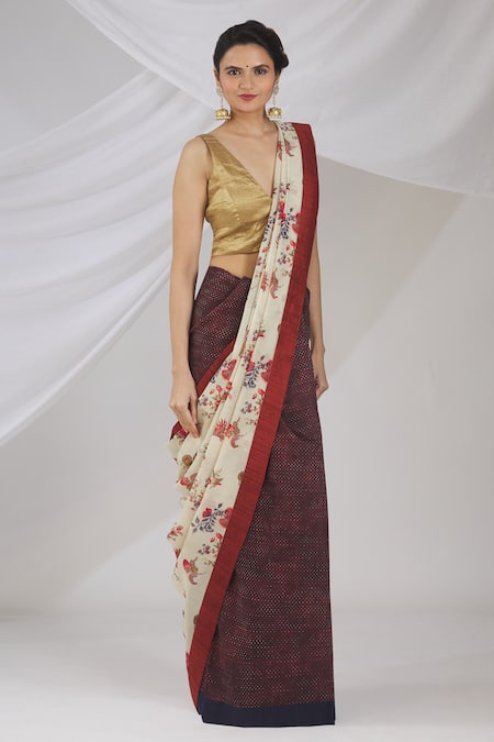 Pranay Baidya Chanderi Floral Print Saree 