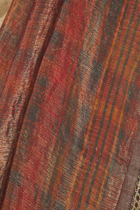 Shop_Pranay Baidya_Gold Tissue Silk V Neck Blouse _Online_at_Aza_Fashions