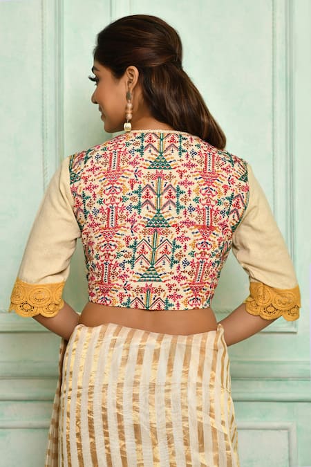 Pranay Baidya Phulkari Embroidered Blouse 