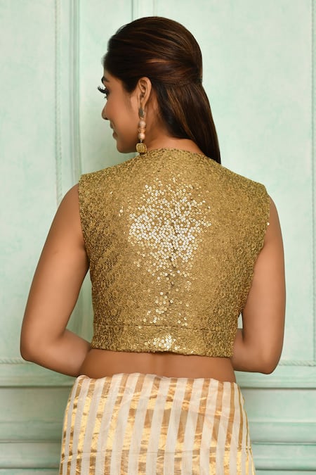 Pranay Baidya Cotton Sequin Embroidered Blouse 