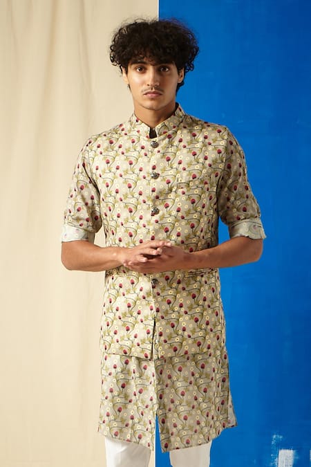 Buy Project Bandi Grey Cotton Printed Bundi And Kurta Set Online at Aza Fashions Buy_Project Bandi_Grey Cotton Printed Bundi And Kurta Set _Online_at_Aza_Fashions