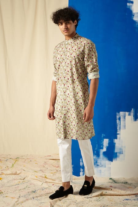 Project Bandi Grey Cotton Printed Kurta And Pant Set Online at Aza Fashions Project Bandi_Grey Cotton Printed Kurta And Pant Set _Online_at_Aza_Fashions