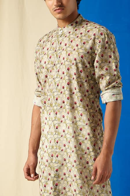 Buy Project Bandi Grey Cotton Printed Kurta And Pant Set Online at Aza Fashions Buy_Project Bandi_Grey Cotton Printed Kurta And Pant Set _Online_at_Aza_Fashions