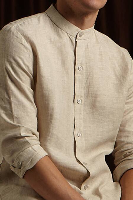 Buy Project Bandi Beige Linen Kurta And Pant Set Online at Aza Fashions Buy_Project Bandi_Beige Linen Kurta And Pant Set _Online_at_Aza_Fashions