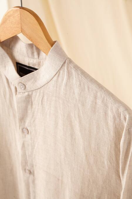 Shop Project Bandi Beige Linen Kurta And Pant Set Online at Aza Fashions Shop_Project Bandi_Beige Linen Kurta And Pant Set _Online_at_Aza_Fashions