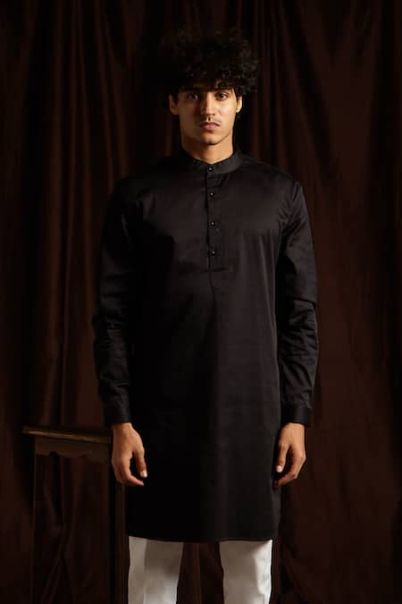 Project Bandi Black Cotton Kurta And Pant Set